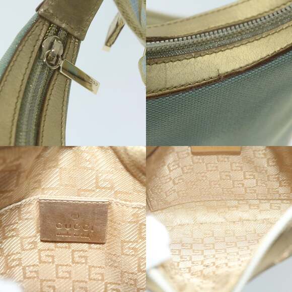 GUCCI Sherry Line Shoulder Bag Canvas Beige Light Blue 005 005 - Picture 11 of 12